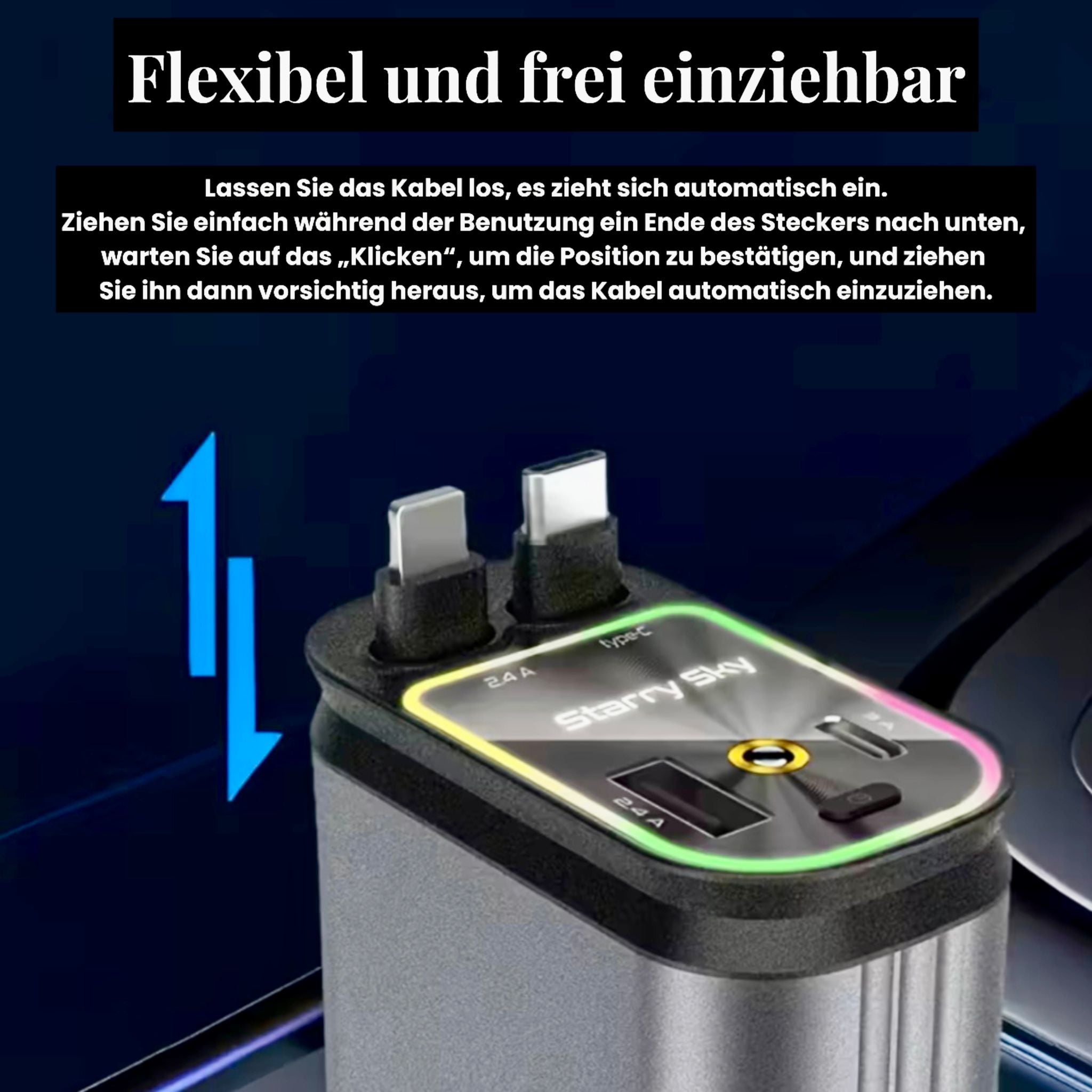 Handy-Ladegerät mit Sternenhimmel Auto Eleganz